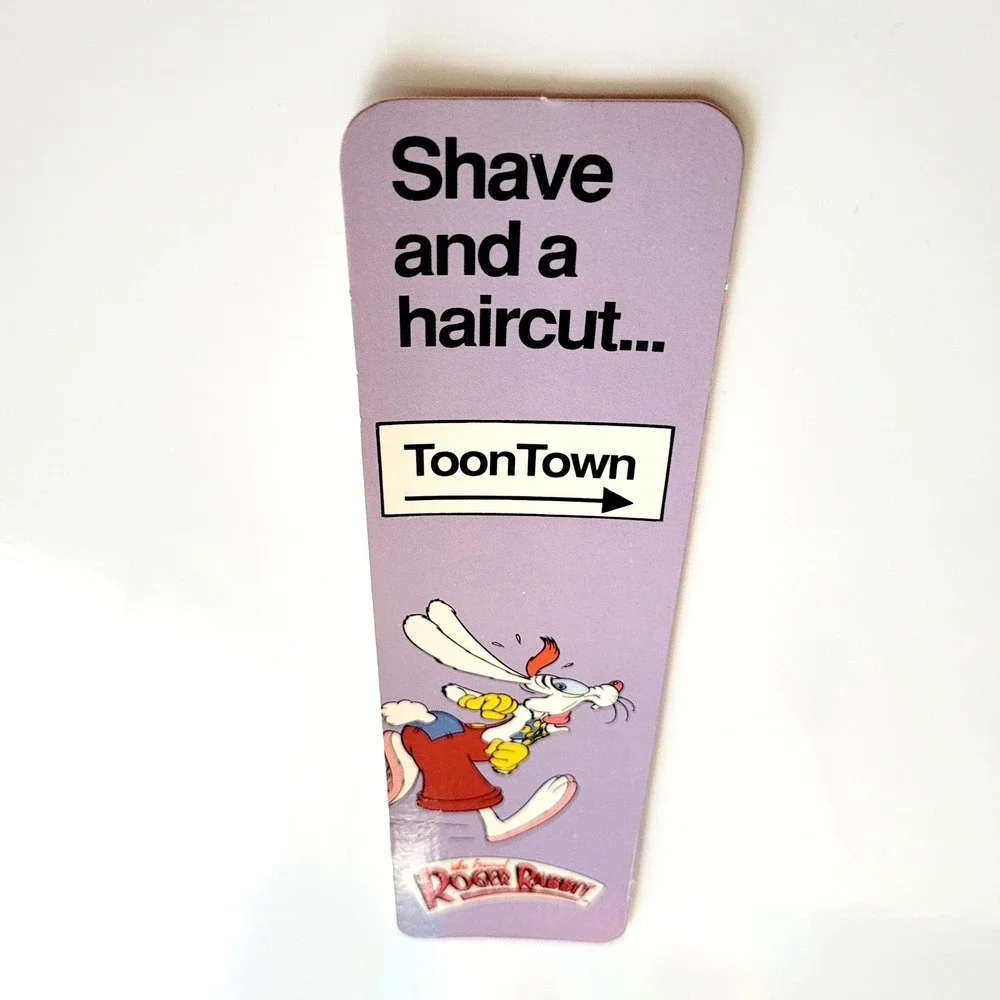 Vintage 80s Roger Rabbit Bookmark ToonTown haircut, 1987 Disney One Stop 26-0080